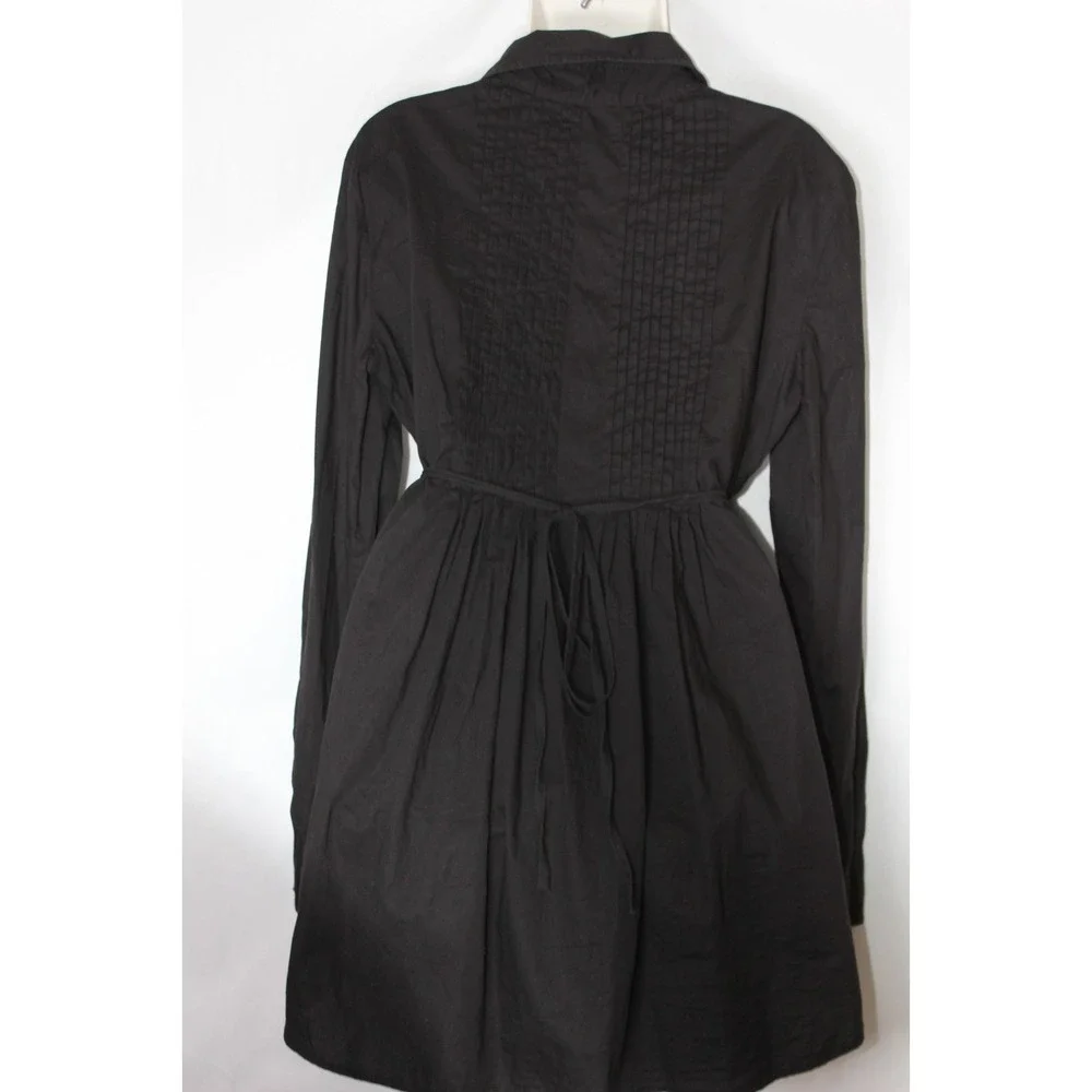 Stetson Black Shirt Dress Western Rodeo Pintuck Button Front Fit Flare SZ Large - Picture 3 of 11